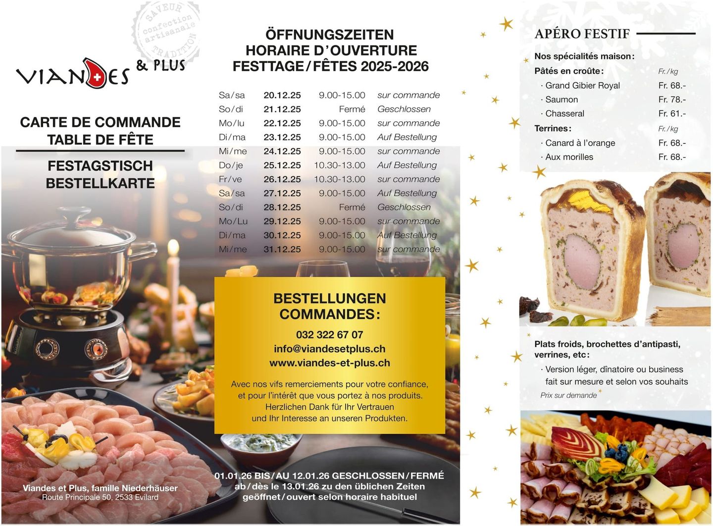 Niederhäuser Olivier, Viandes et plus - Fêtes 2025-2026