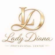 Logotipo con monograma dorado &ldquo;LD&rdquo; del Lady Diana Professional Center sobre fondo blanco.