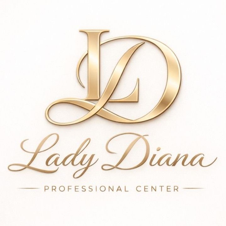 Logotipo con monograma dorado “LD” del Lady Diana Professional Center sobre fondo blanco.