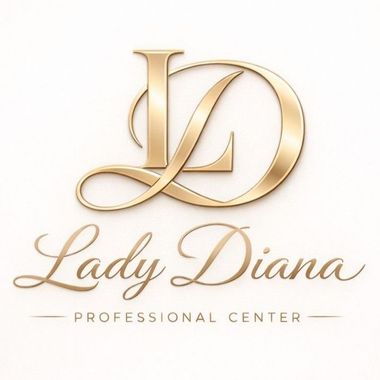 Logotipo con monograma dorado &ldquo;LD&rdquo; del Lady Diana Professional Center sobre fondo blanco.