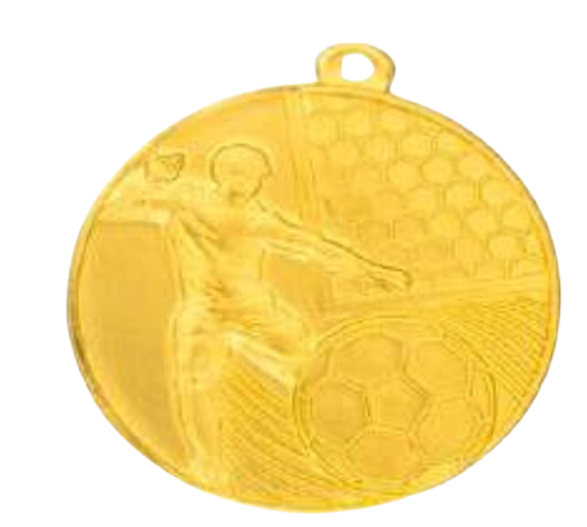 Hay tres medallas de diferentes colores una al lado de la otra en una mesa.