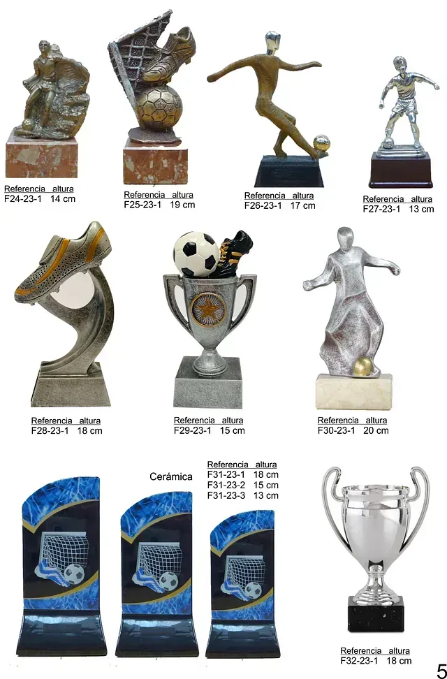 Hay muchos tipos diferentes de trofeos sobre un fondo blanco.