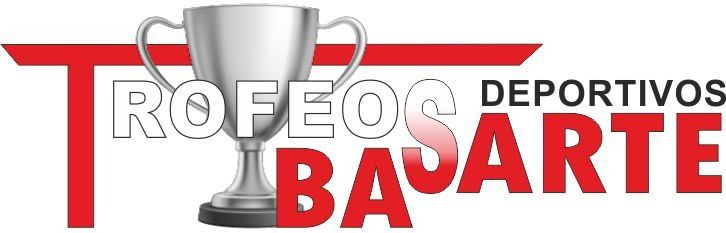 A logo for trofeos deportivos bavarte with a trophy