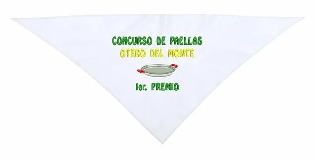 Un pañuelo blanco con las palabras concurso de paellas.