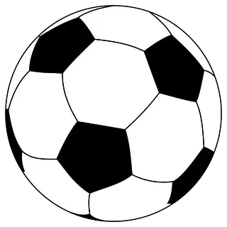 Un dibujo en blanco y negro de un balón de fútbol sobre un fondo blanco.