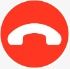 Un círculo rojo con un icono de teléfono blanco dentro.