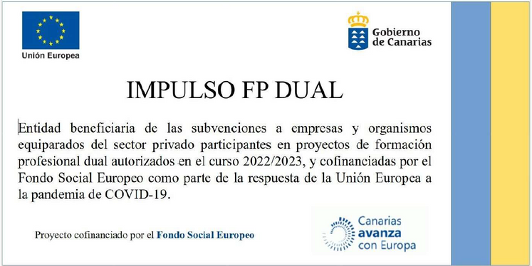 Un cartel azul y amarillo que dice impulso fp dual