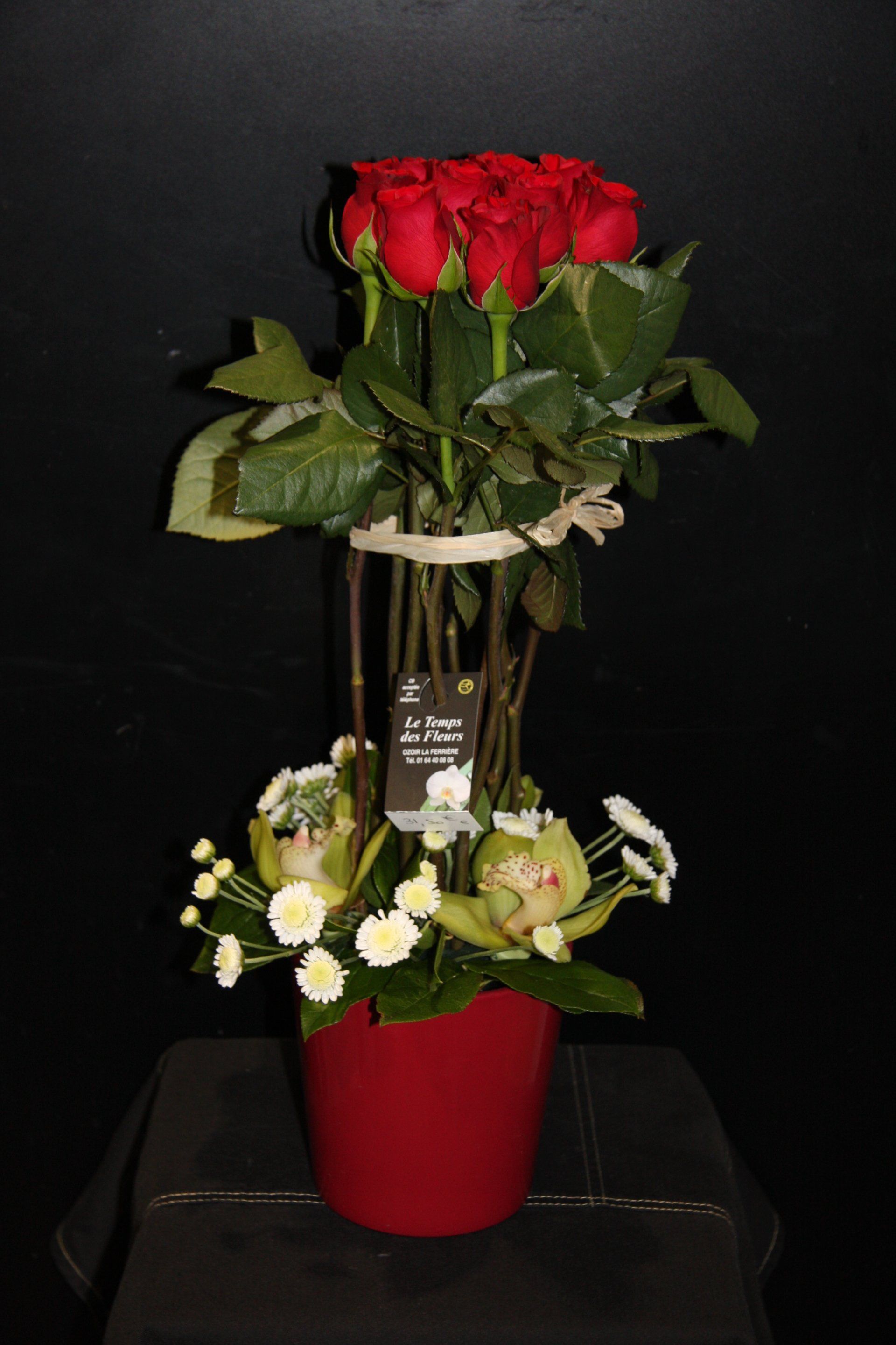 Bouquet de roses sur deux étages 