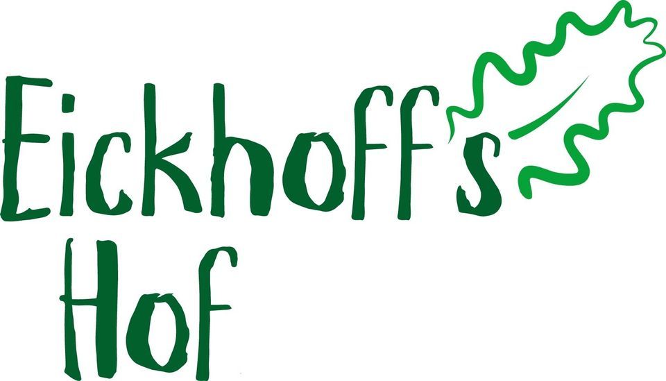 Das Logo von Eickhoff's Hof zeigt ein grünes Blatt.