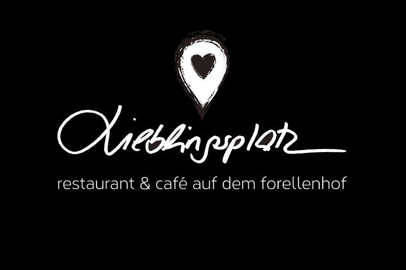 Ein Logo für ein Restaurant und Café auf schwarzem Hintergrund