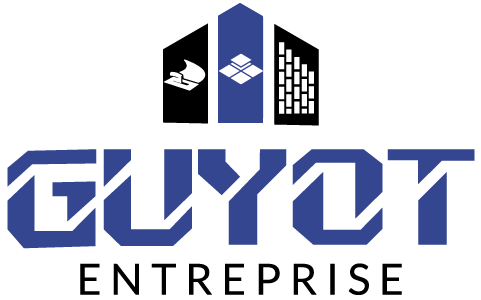 Logo de GYCOT Enterprise en bleu et noir, avec des b&acirc;timents stylis&eacute;s au-dessus du nom de l&rsquo;entreprise