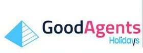 Logo of GoodAgents Holidays: blue pyramid icon, 