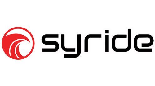 Le logo syride est noir et rouge sur fond blanc.