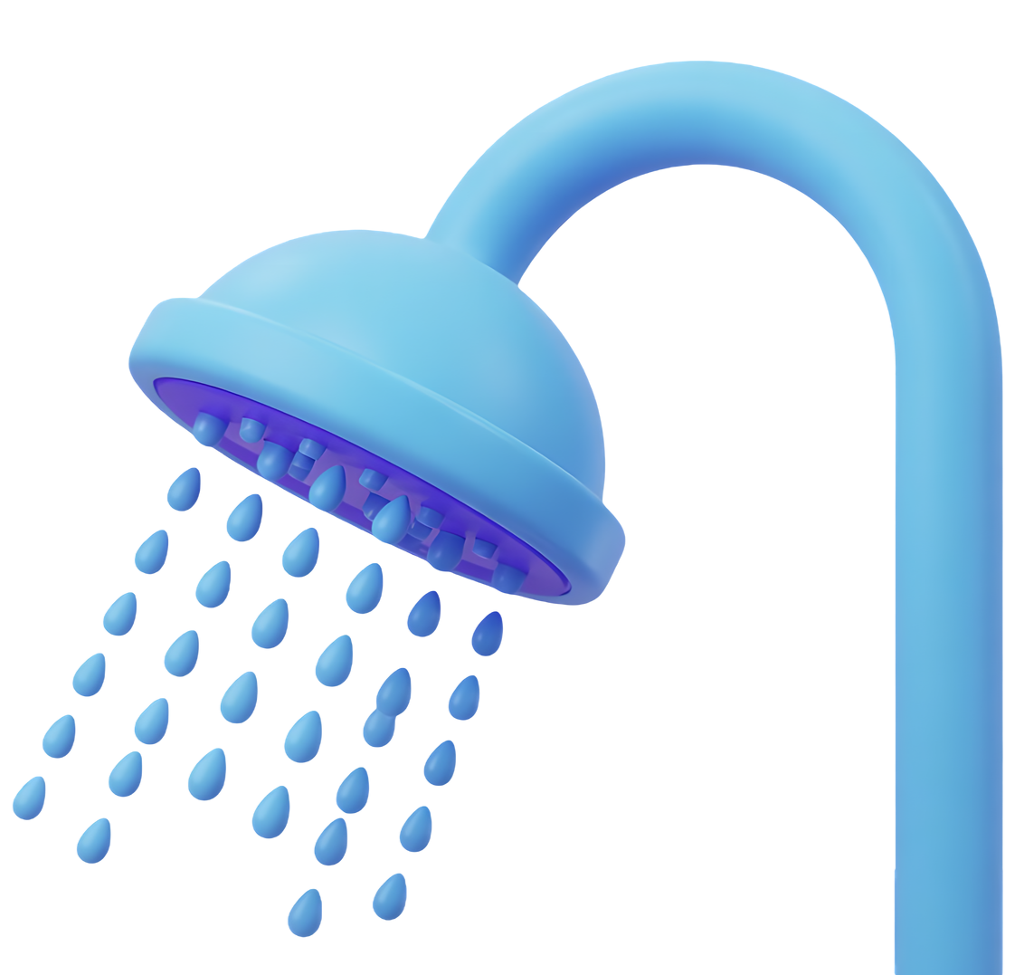 Illustration 3D d'un pommeau de douche.