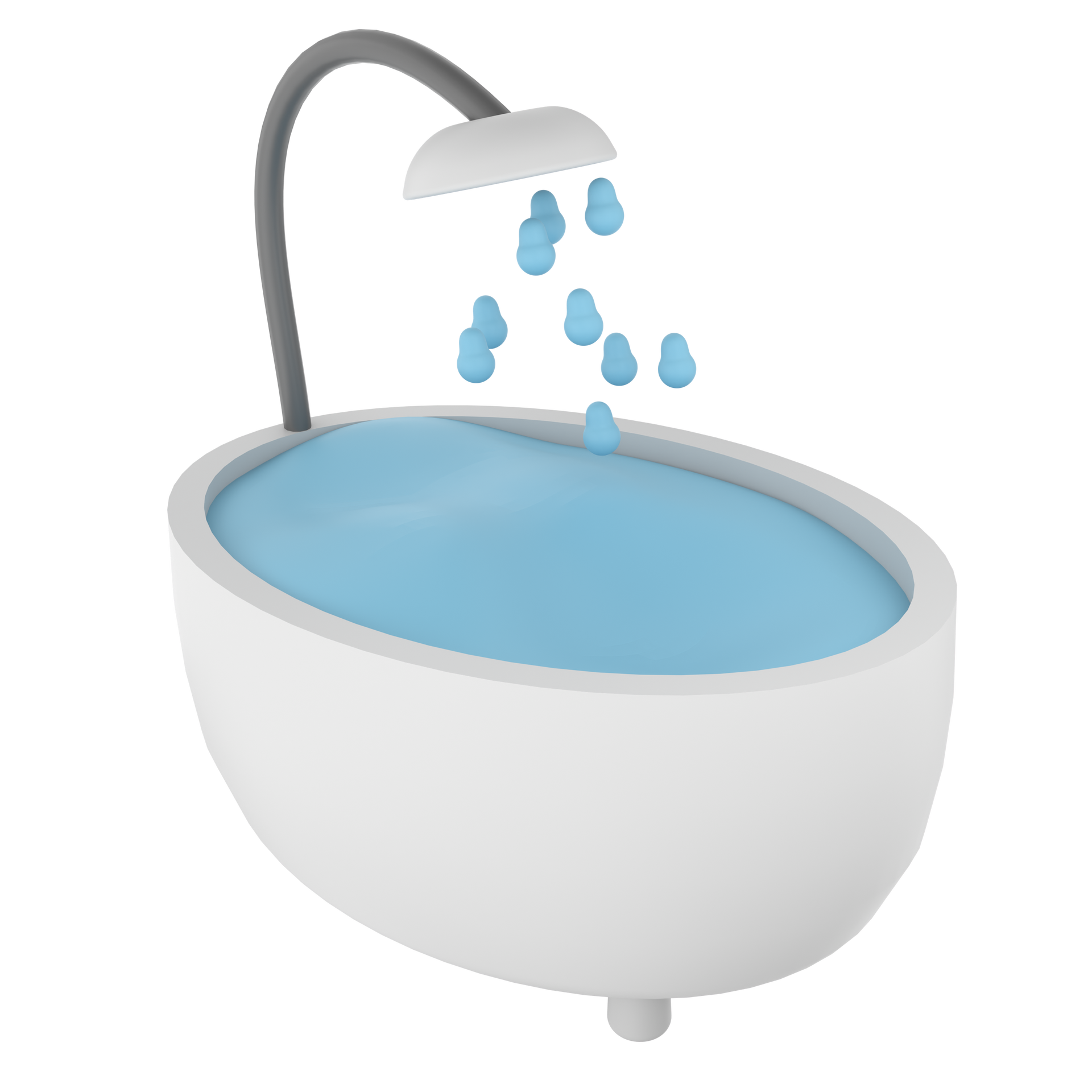 Illustration 3D d'une baignoire avec un pommeau de douche.