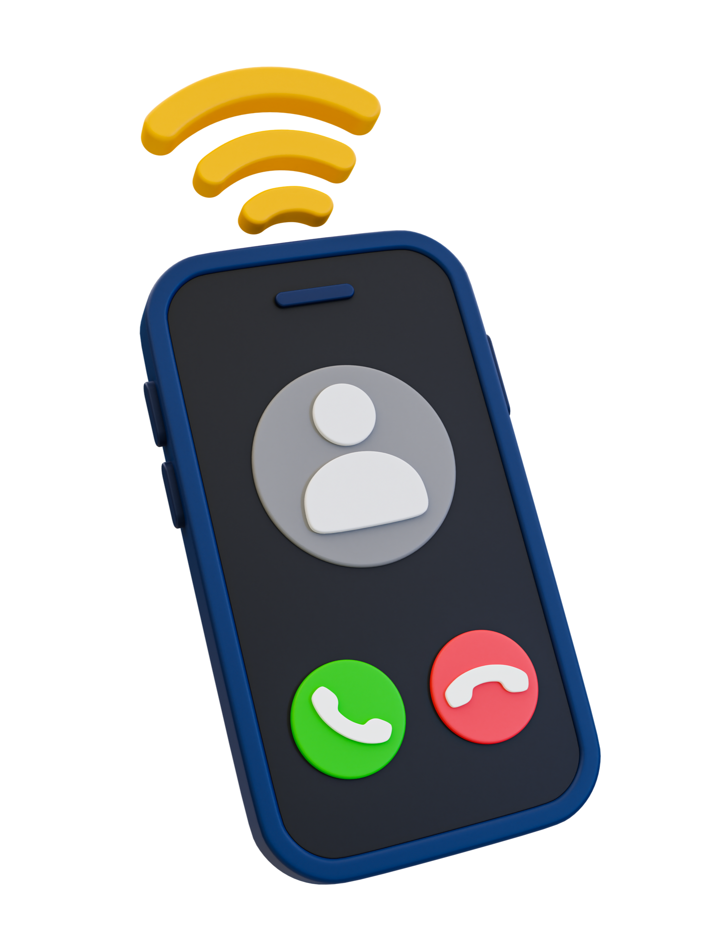 Illustration 3D d'un smartphone qui reçoit un appel.