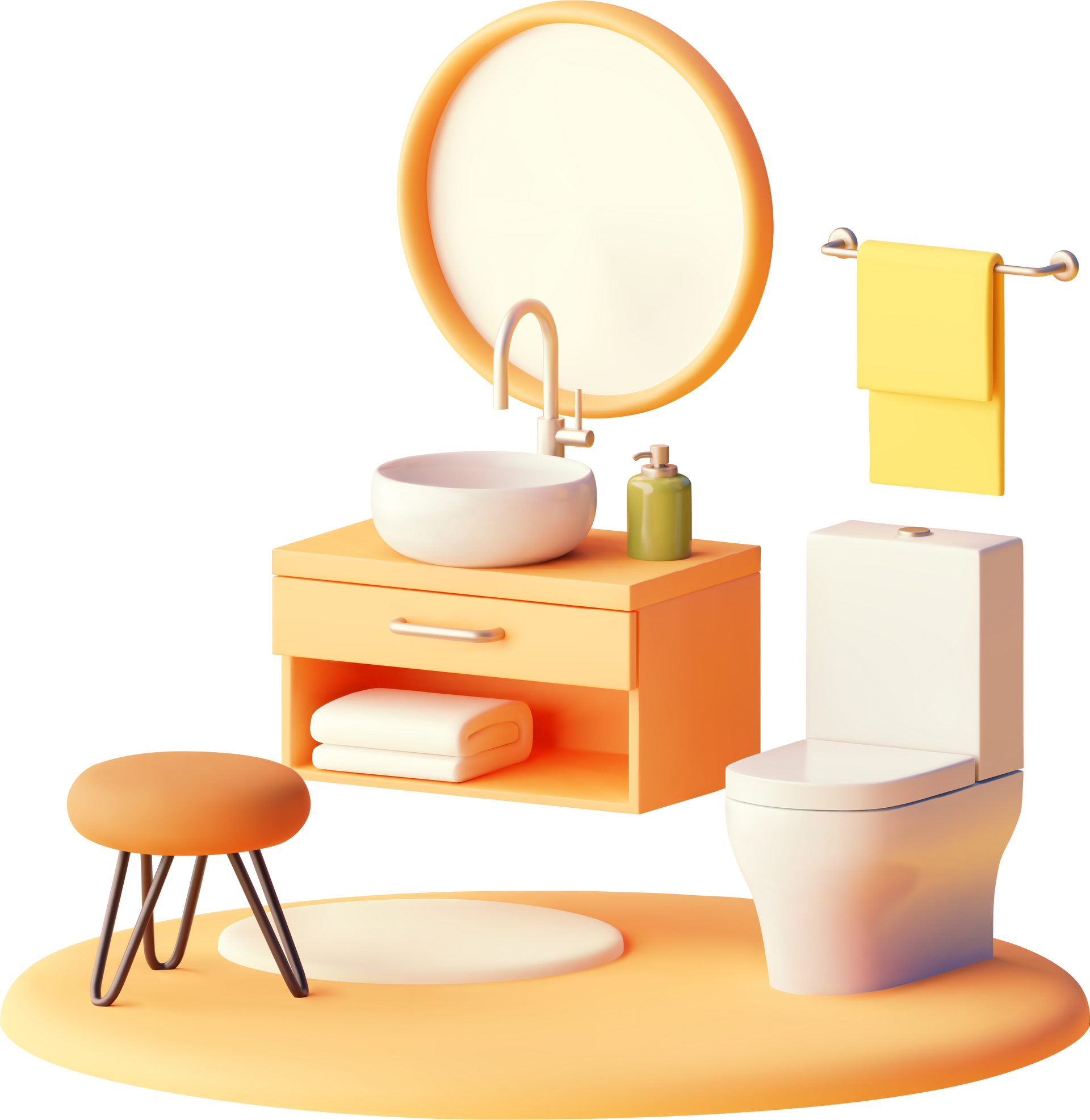 Illustration en 3D d'une salle de bains.