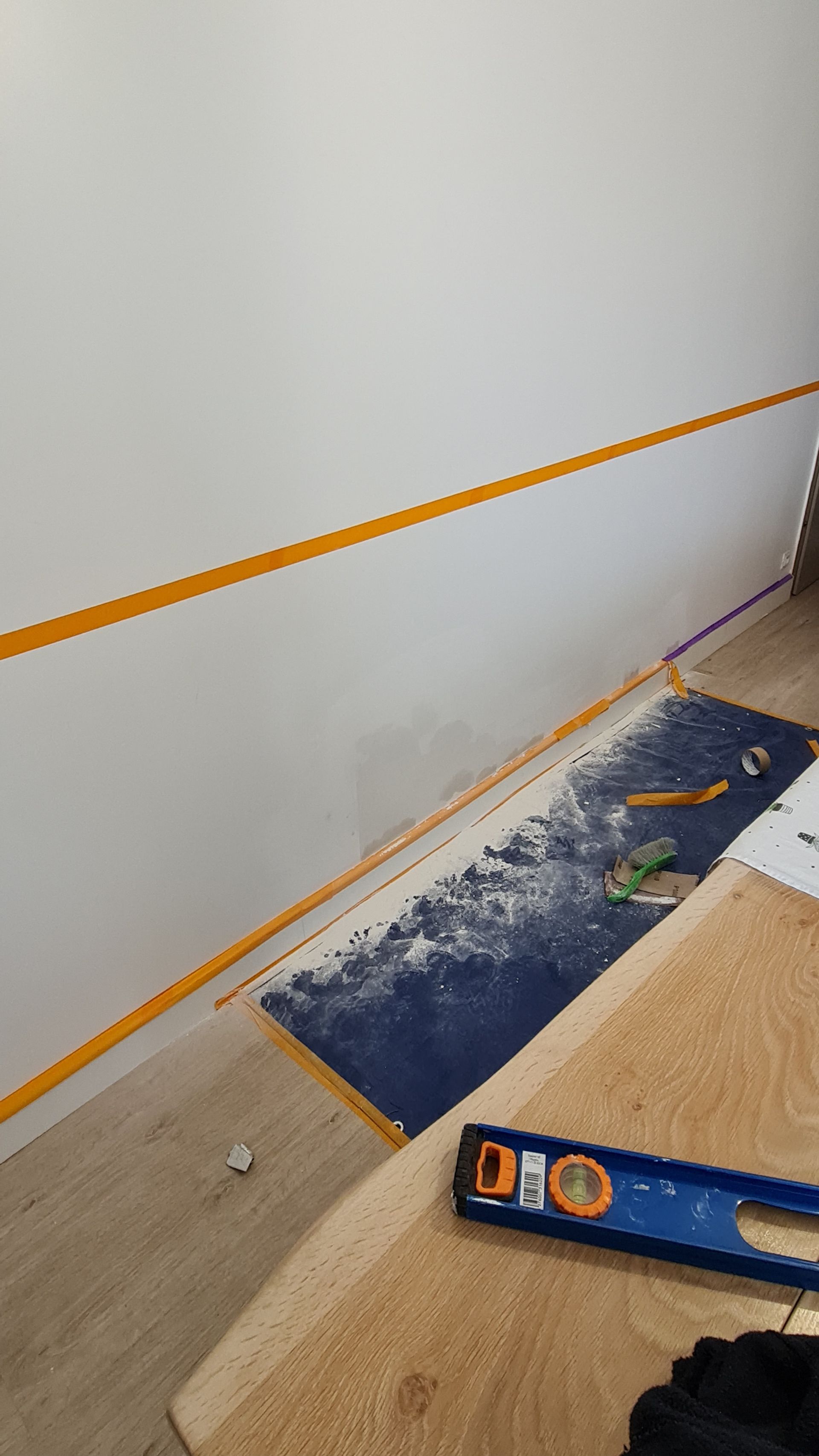 Photo d'un enduit de rebouchage poncé