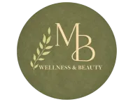 Logotipo de "MB Wellness & Beauty" con iniciales dentro de un c&iacute;rculo y una ramita de trigo.