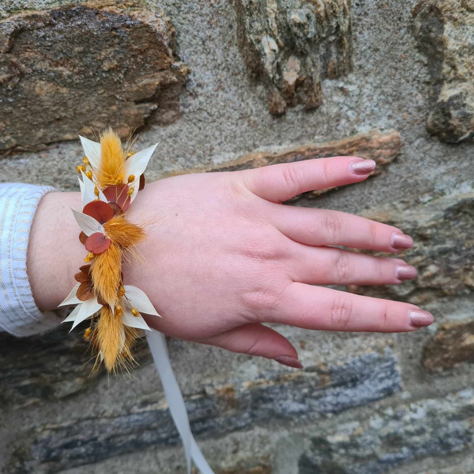 Bracelet en fleurs séchées