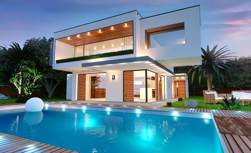 Villa moderne cubique avec une piscine