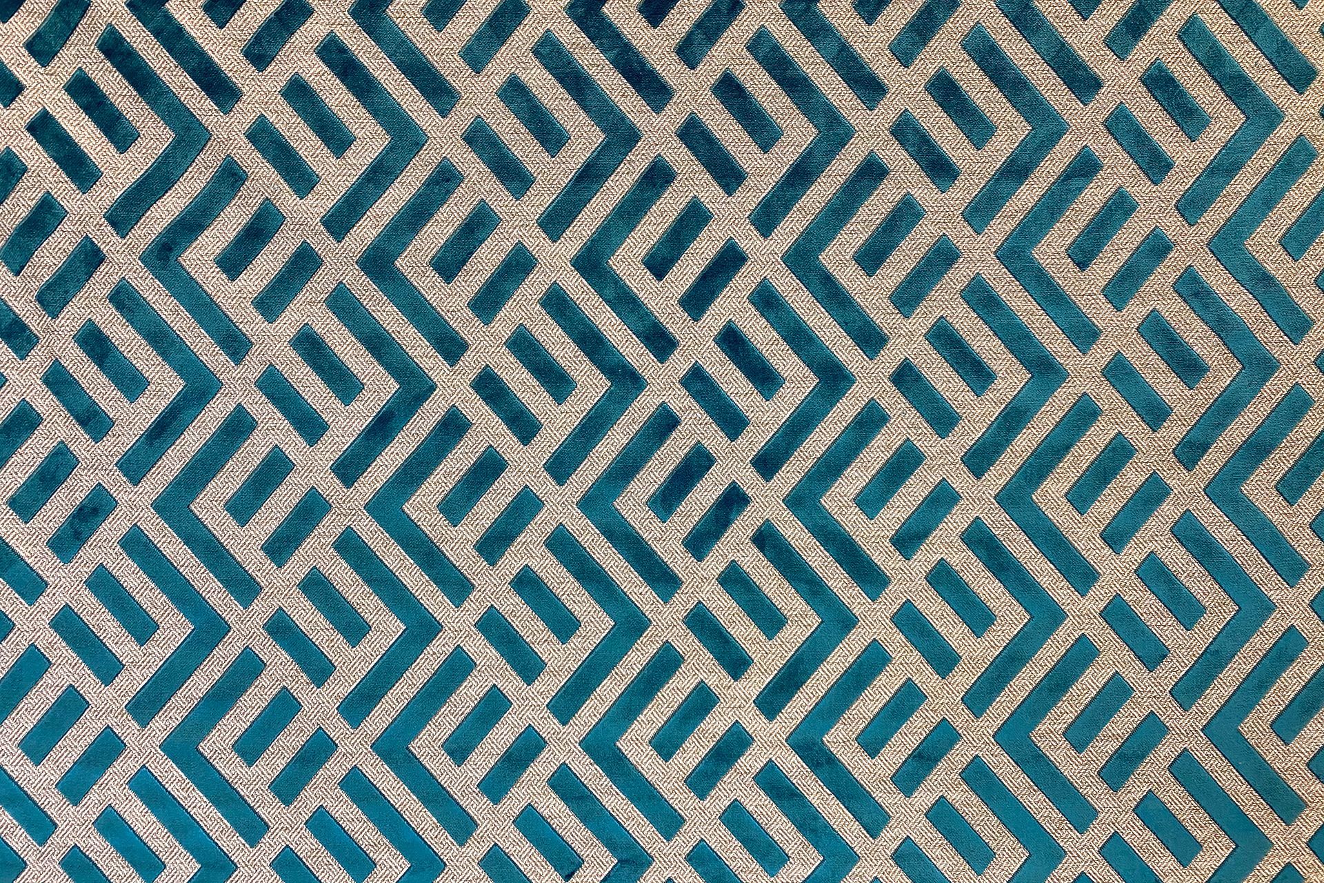 Tissu de formes rectangulaires sur fond bleu