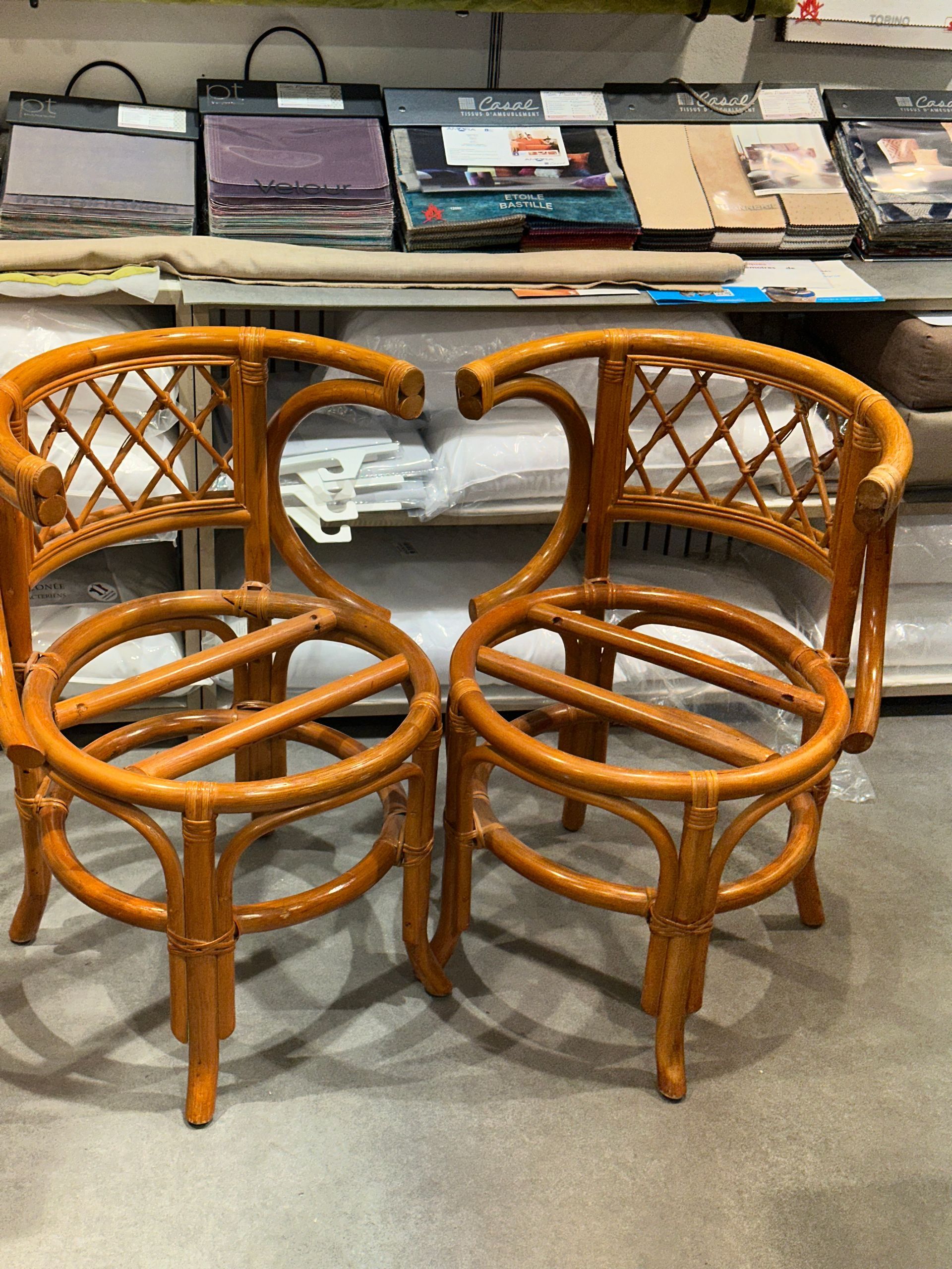 Duo de chaise en bambou sans assise