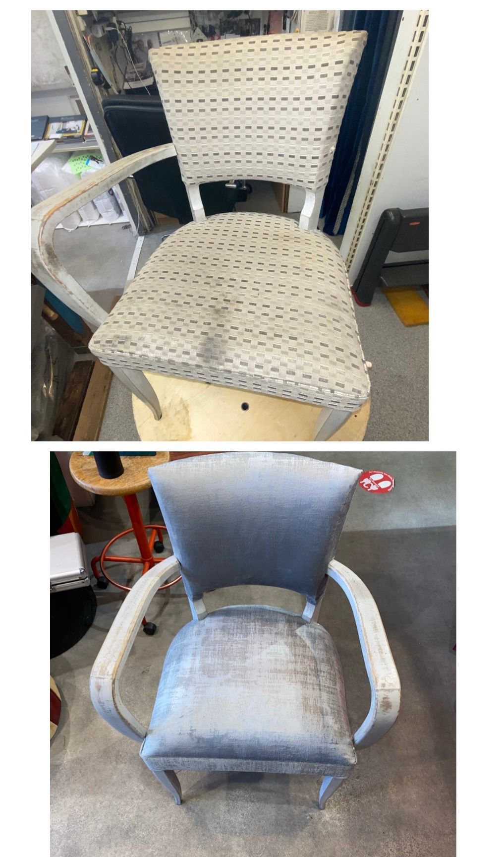 Avant après chaise en bois foncé