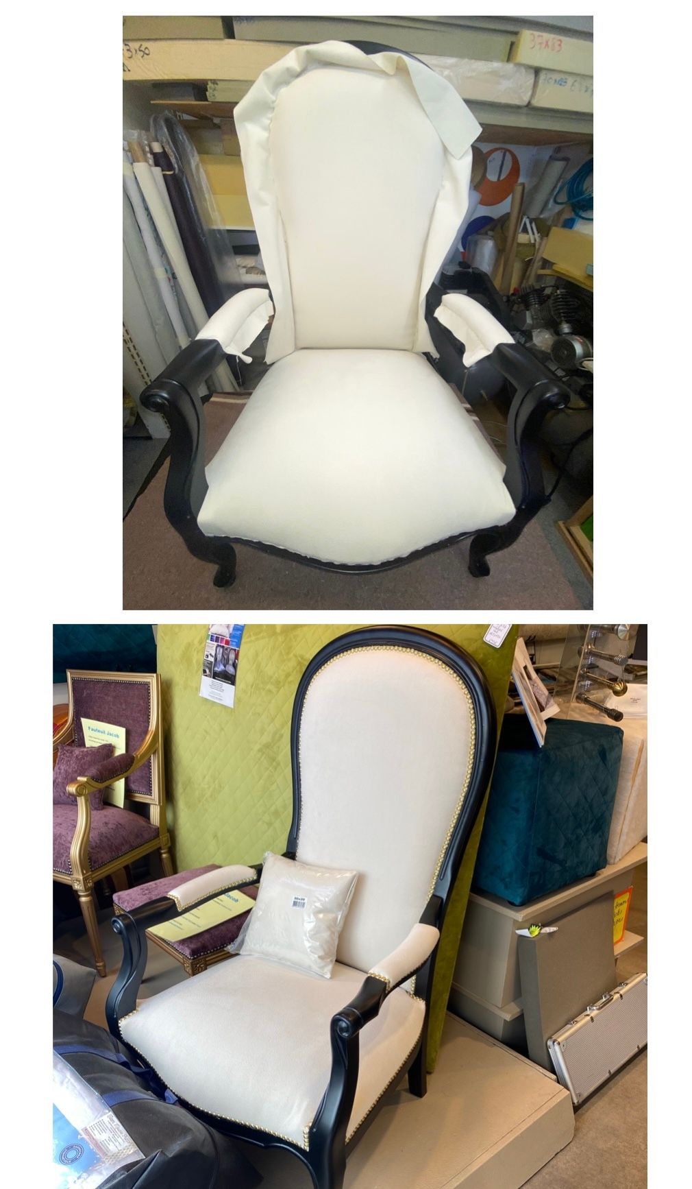 Fauteuil ancien en bois noir