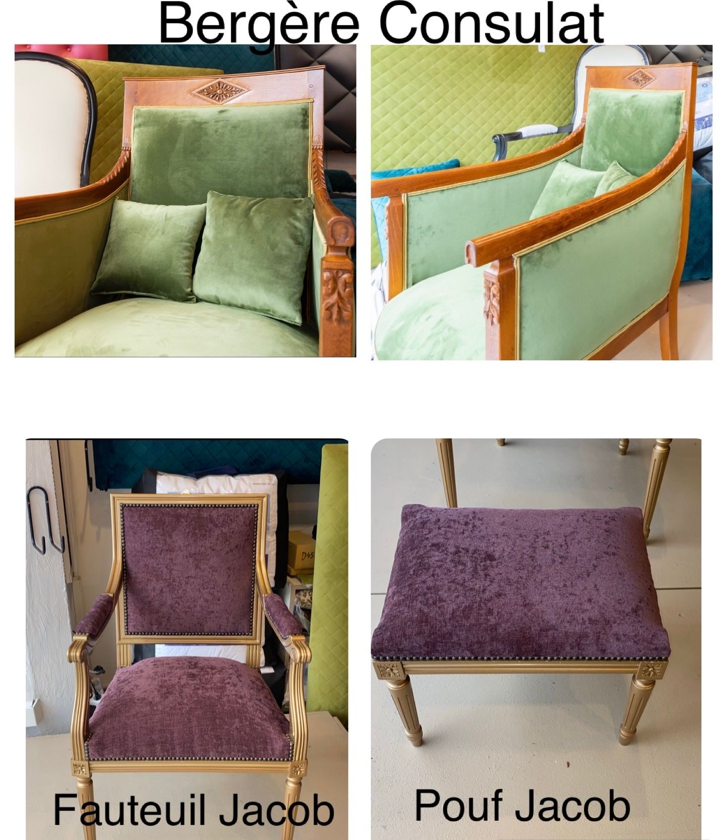Deux fauteuils verts et violets