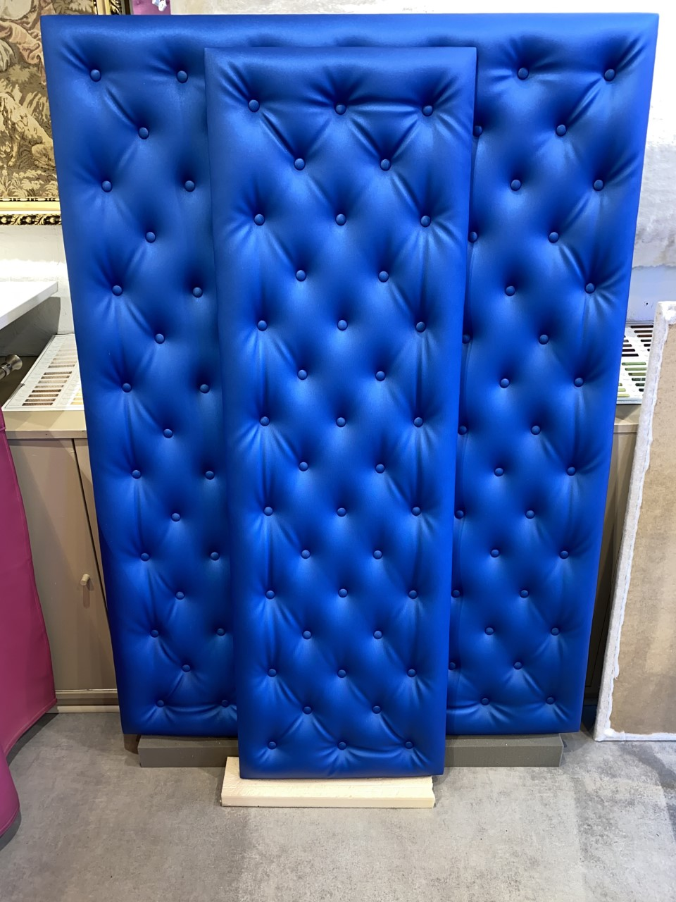 Têtes de lit capitonnées bleues