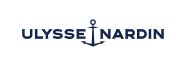 Logo Ulysse Nardin bleu foncé avec une ancre sur fond blanc