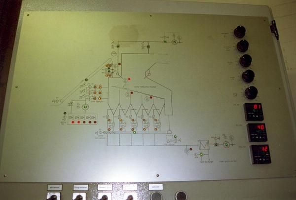 Eine weiße Tafel mit einem Diagramm und einer Reihe von Schaltflächen darauf.