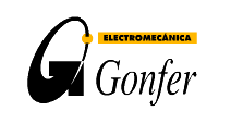 Un logotipo en blanco y negro para Gonfer Electromecánica.