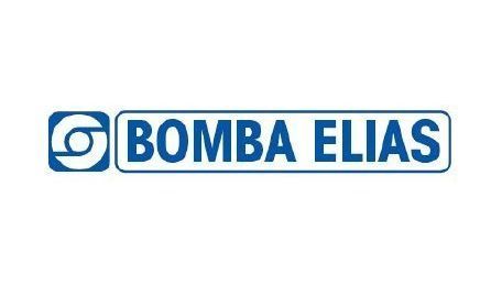 El logotipo de Bomba Elias es azul y blanco sobre un fondo blanco.