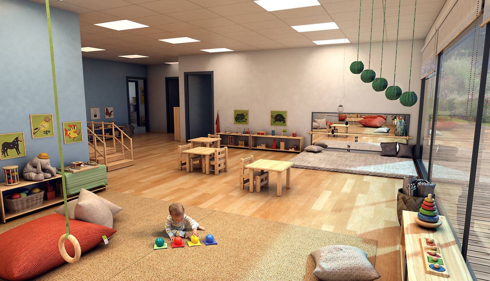 Intérieur de la crèche Nido & Co avec vu sur les jouets.