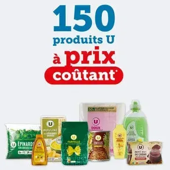 Image 150 produits U à prix coûtant.