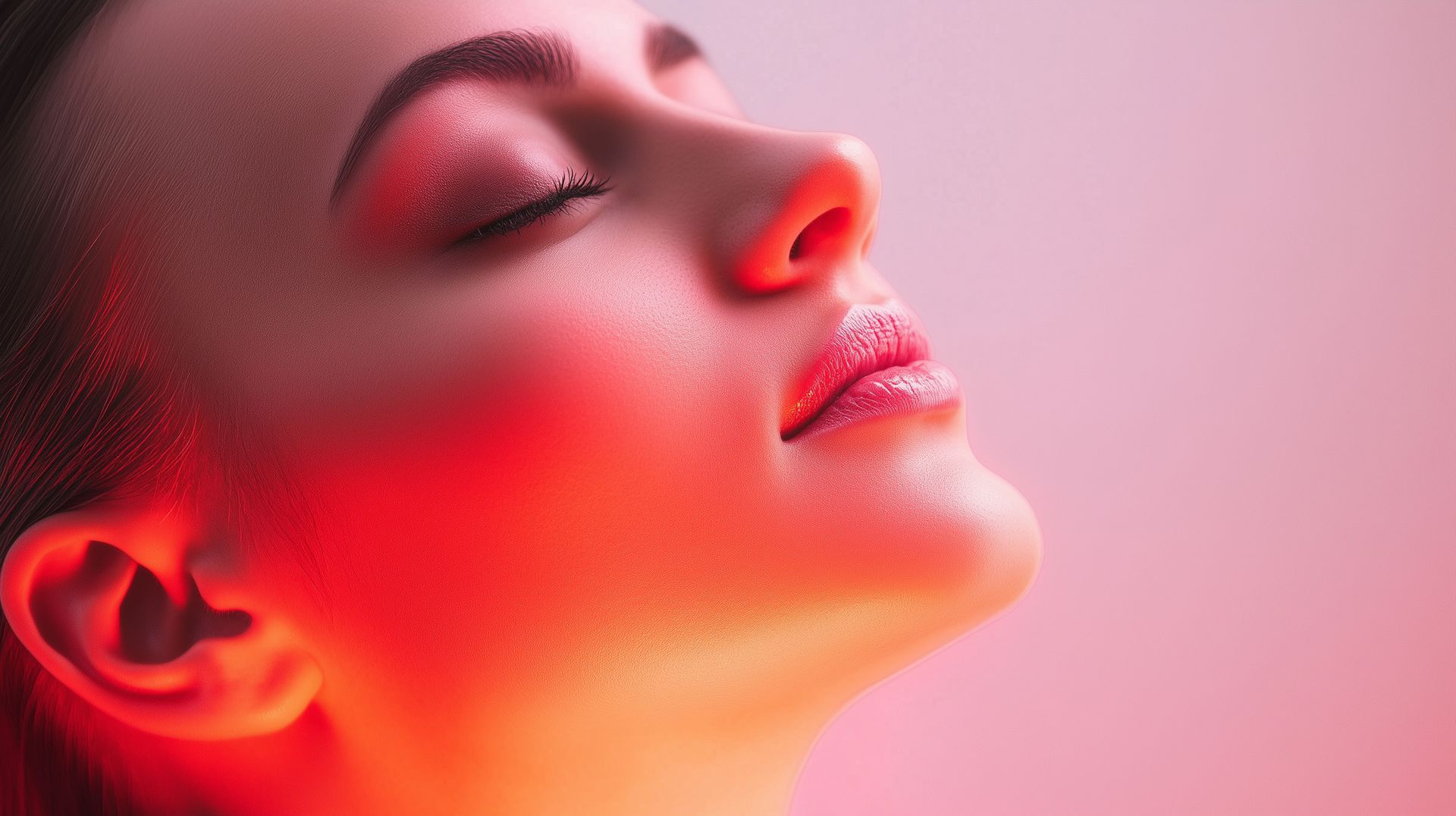 Le visage d'une femme qui ferme les yeux.