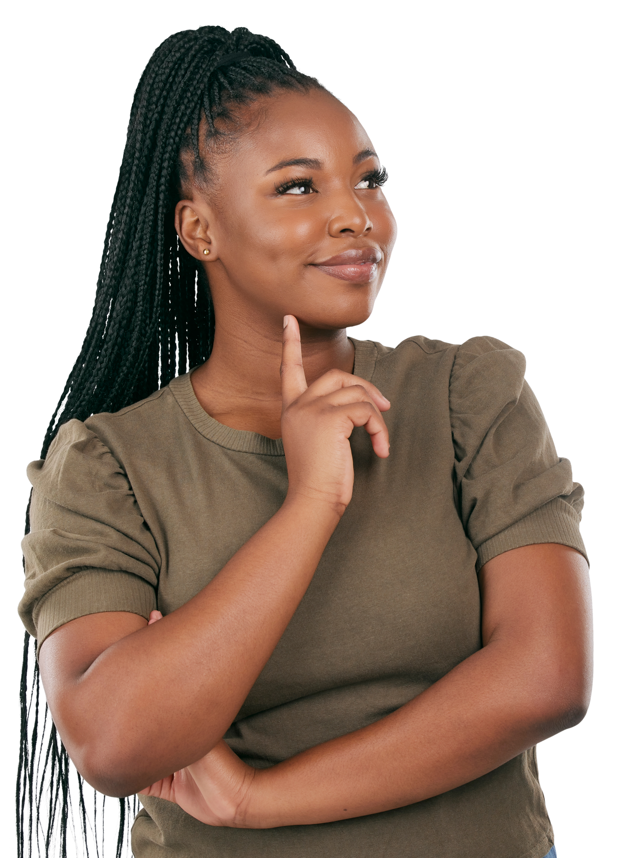 Une femme qui semble hésiter.