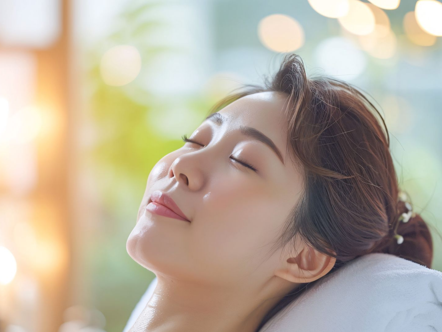 Une femme qui semble sereine.