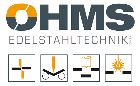 Ein Logo für Ohms Edelstahltechnik mit verschiedenen Symbolen
