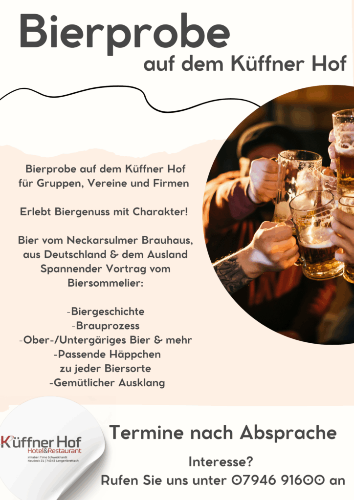 Ein Poster mit einem Bild von Leuten, die mit Bierkrügen anstoßen.