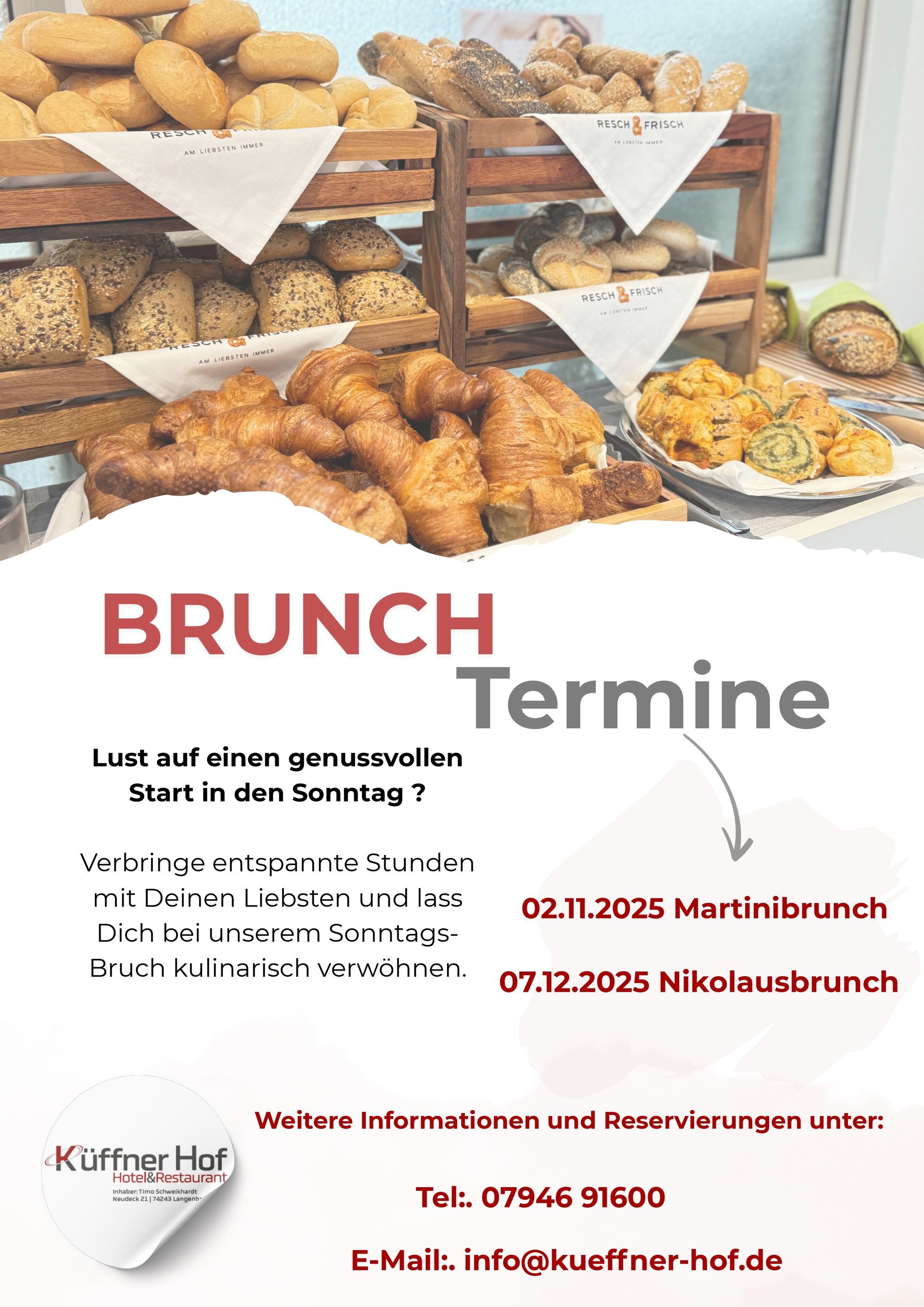 Ein Plakat mit der Aufschrift „Brunchtermine 2025“