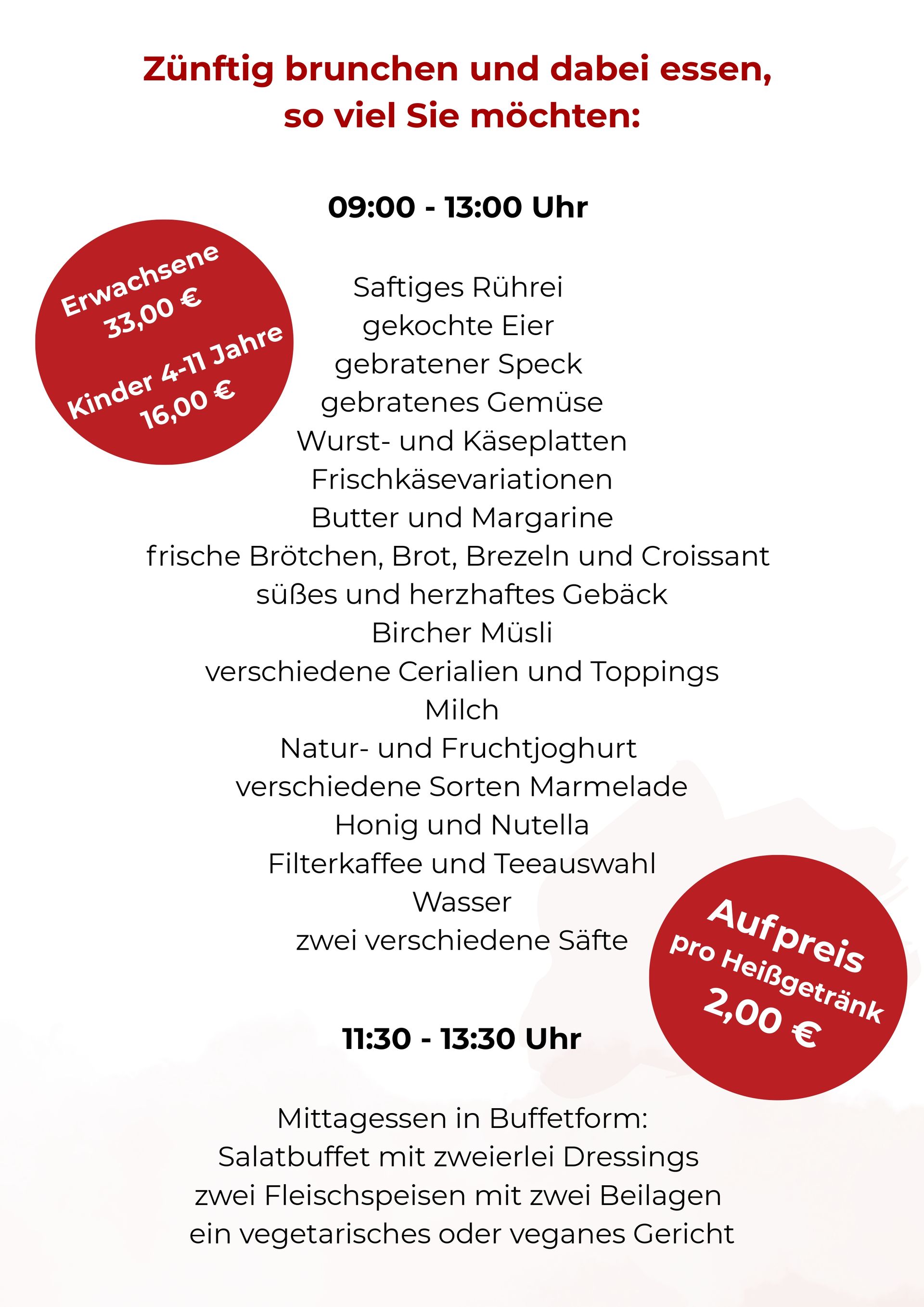 Menükarte fürs Brunchen