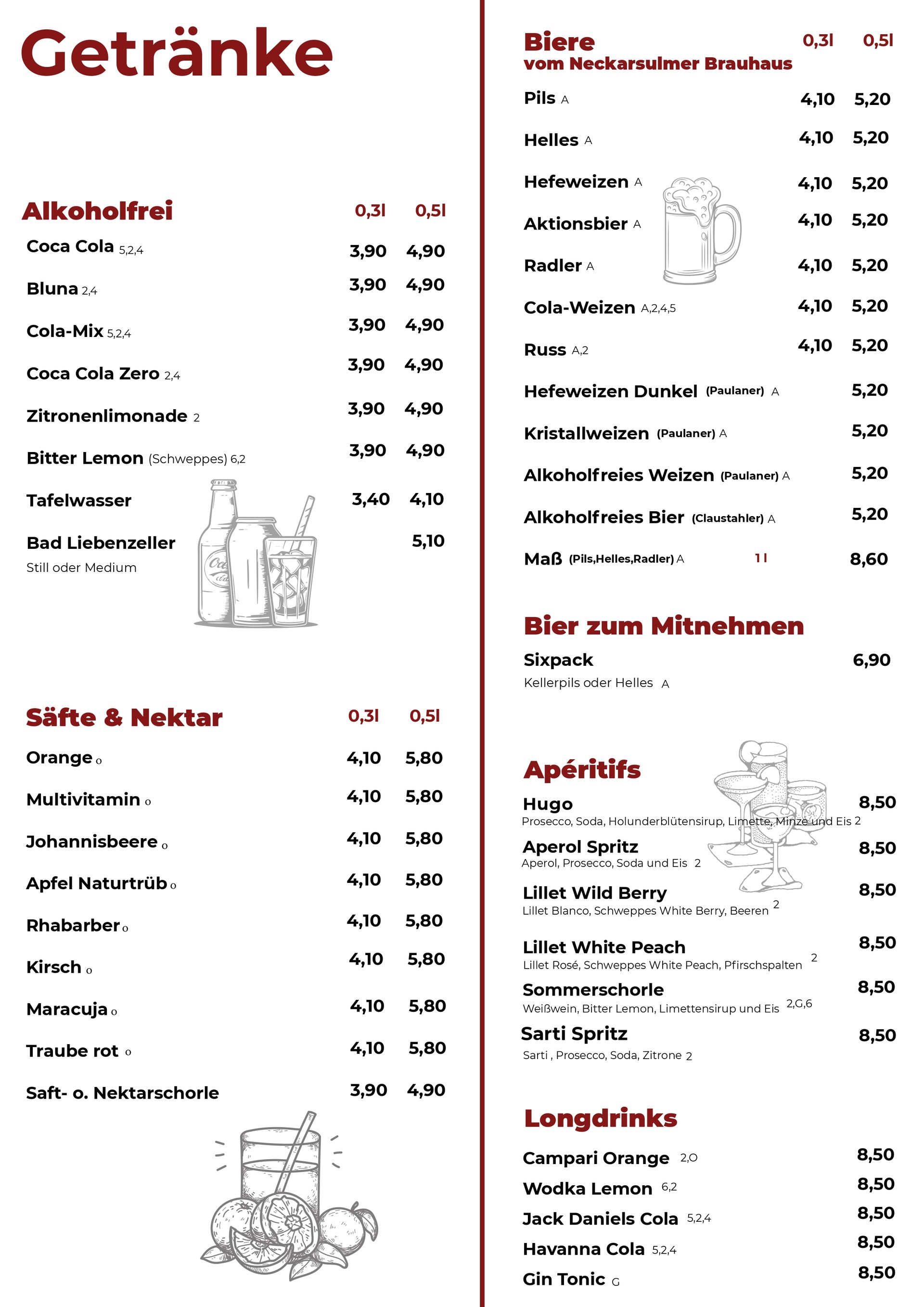 Getränkekarte
