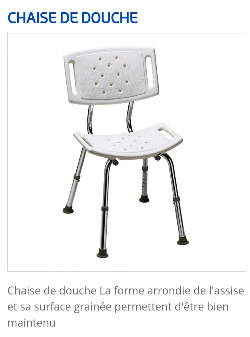 Chaise pour la douche