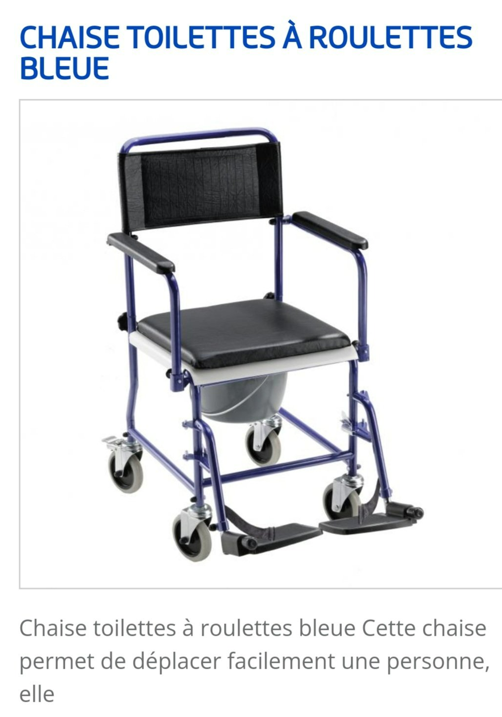 Chaise toilette à roulettes