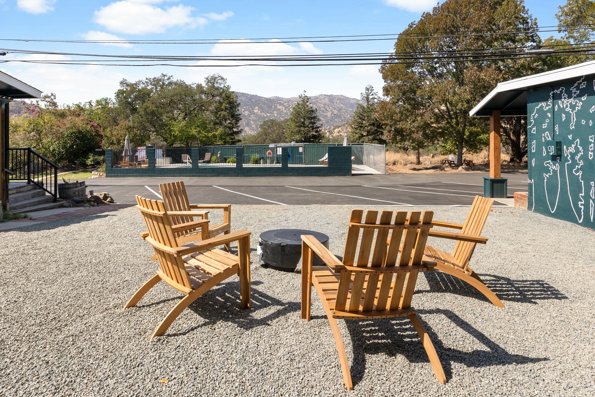 Fire-pit at Sequoia Motel. 