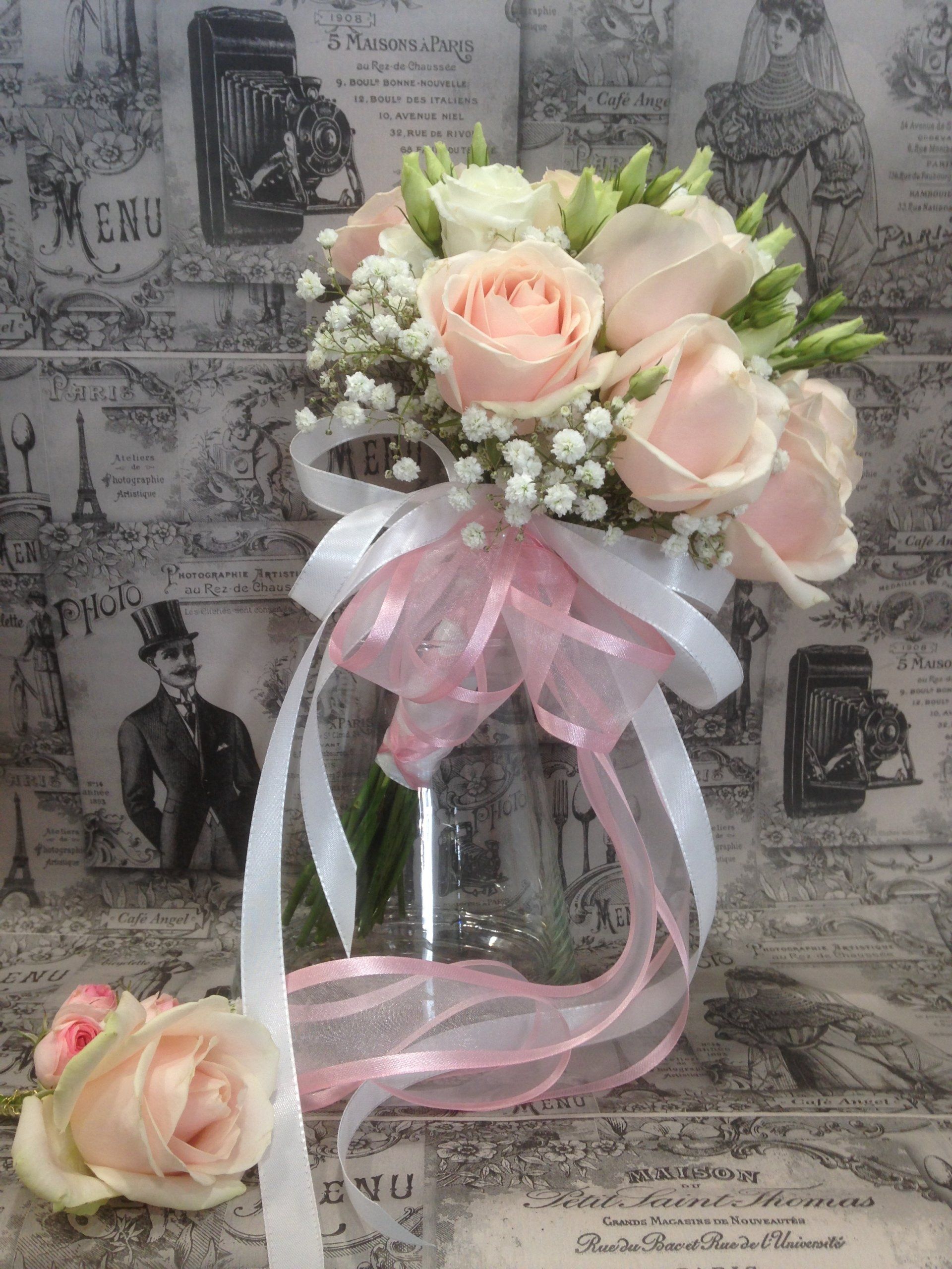 Bouquet de mariée rond pastel