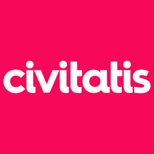 Logotipo de Civitatis en color blanco sobre fondo rosa.